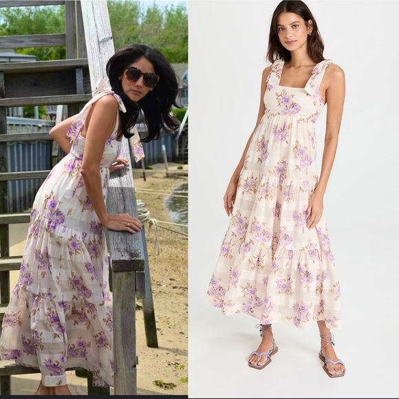 Zimmermann Dresses & Skirts - NWOT Zimmermann Rosa Stripped Picnic Dress Maxi Floral Ruffles Size 2